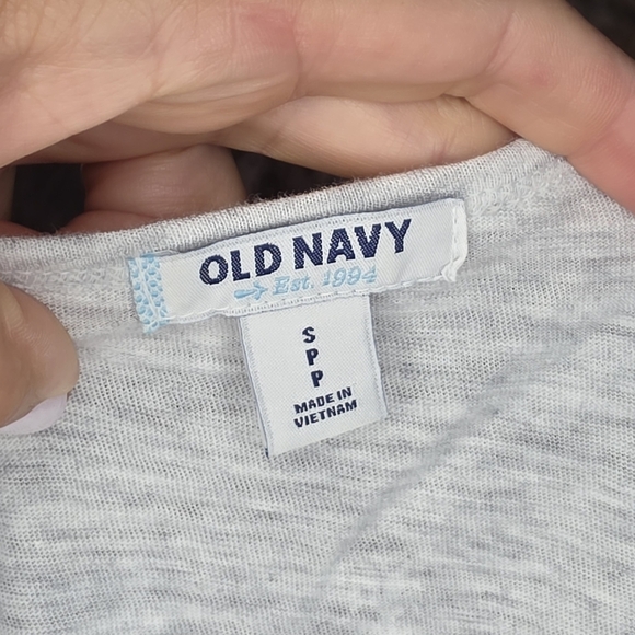 Old Navy Tank Slub Knit Gray Silver Metallic Pineapple Print S - Picture 4 of 7